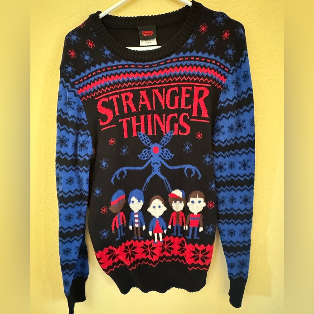 Netflix Stranger Things Graphic Ugly Christmas Sweater Size Medium